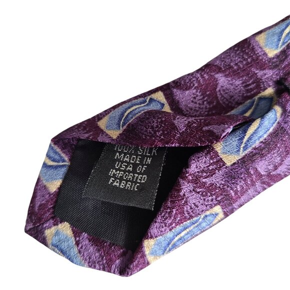 Jos A Bank Silk Tie Mens Necktie Purple Blue Geometric Business Career Menswear - Picture 2 of 5